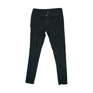 JPF Women's‎ Jeans Low Rise 5 Pocket Design Distressed Black Size 28